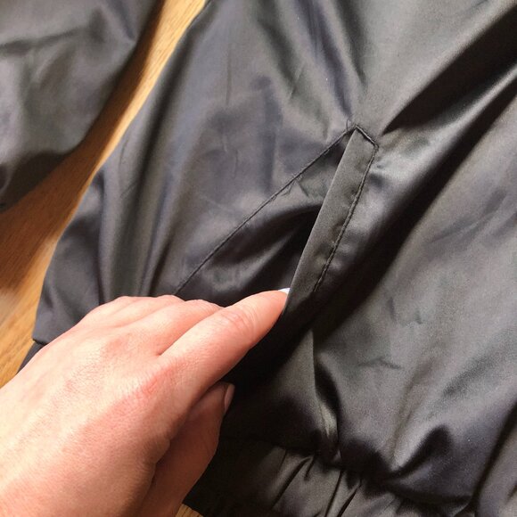 Forever 21 Black Satin Oversized Pullover Hoodie Bomber Size XS - Picture 2 of 9